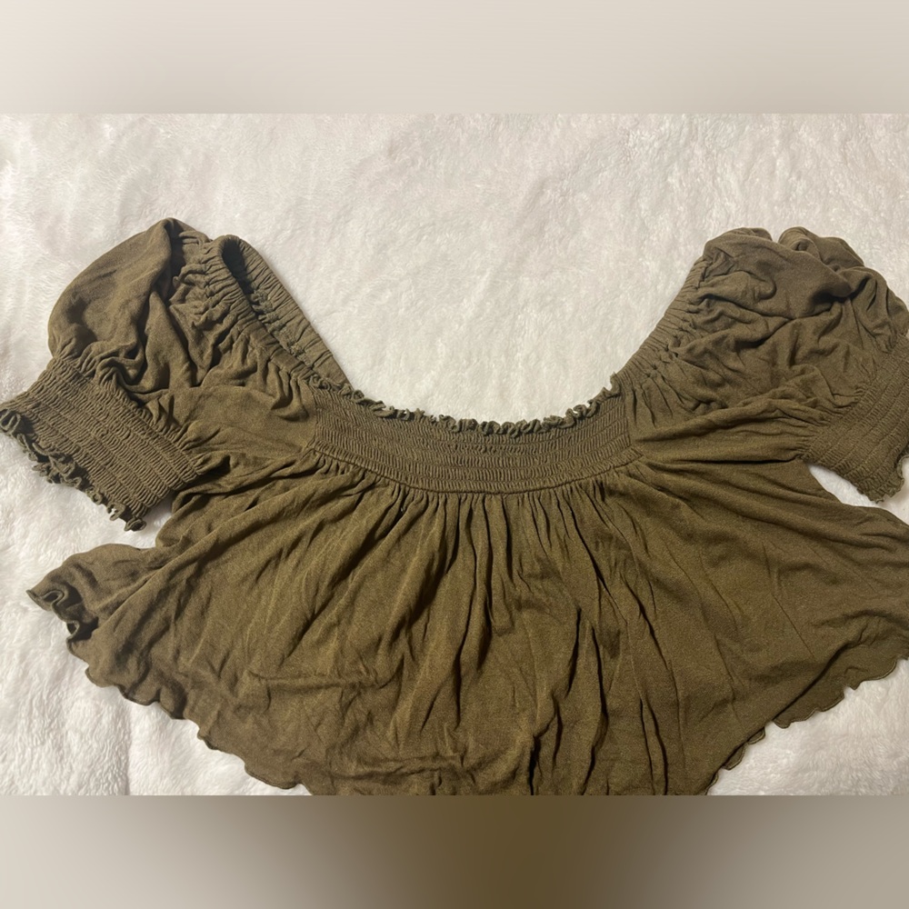 Urban Outfitters Olive Green off the shoulder top